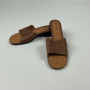 Hush Puppies La Palma Brown Leather Slip on slides Women's Size 12